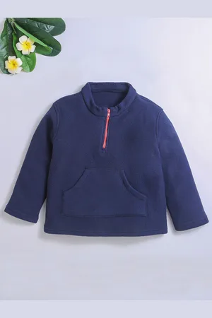 Nino Bambino Unisex Kids Navy Blue Solid Sweatshirt