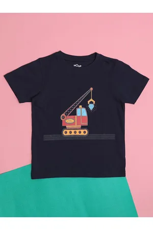 HOOP Boys Round Neck Graphic Printed Cotton T-shirt