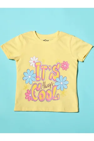 HOOP Girls Typography Printed Cotton T-shirt