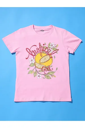 HOOP Girls Graphic Printed Cotton T-shirt