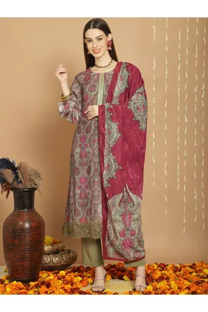 Stylee Lifestyle Ethnic Motifs Printed Sequinned Velvet Unstitched Dress Material