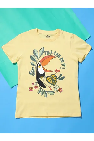 HOOP Girls Graphic Printed Cotton T-shirt