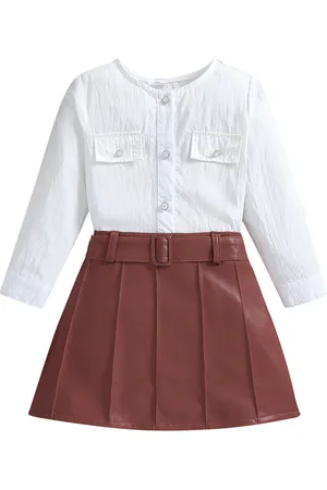 Stylecast Girls White Long Sleeves Top With Skirt