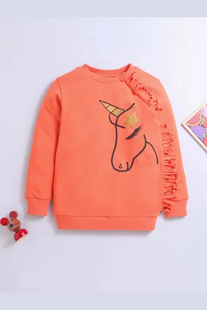 Nino Bambino Girls Orange Printed Sweatshirt
