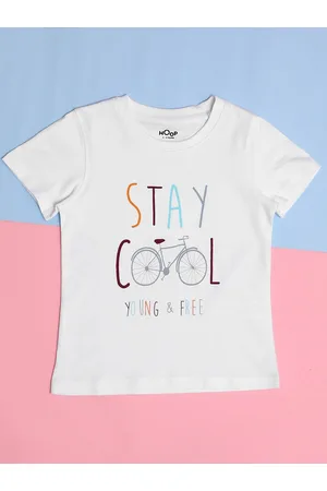 HOOP Girls Printed Short Sleeves Cotton T-shirt