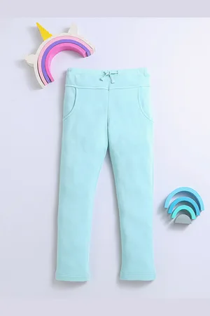 Nino Bambino Boys Turquoise Blue Solid Pure Cotton Track Pant