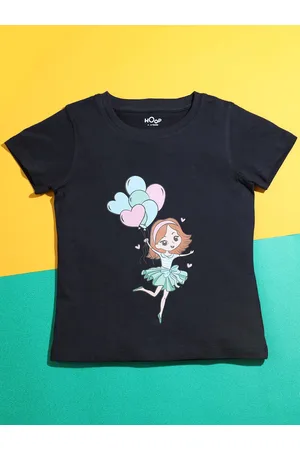 HOOP Girls Graphic Printed Cotton T-shirt