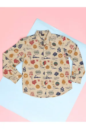 HOOP Boys Regular Fit Conversational Printed Cotton Shirt