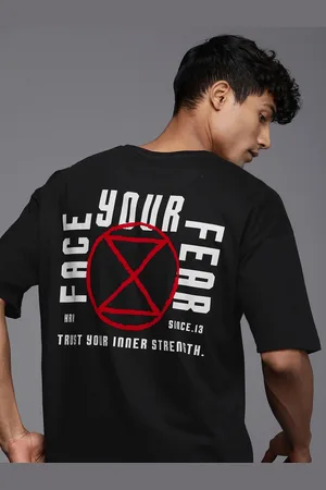 HRX Men Typography Printed Drop-Shoulder Sleeves Pure Cotton T-shirt