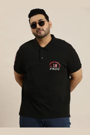 Sztori Men Plus Size Typography Printed Polo Collar T-shirt