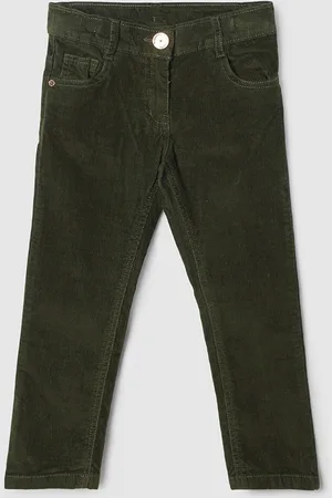 Max Collection Girls Mid Rise Plain Corduroy Regular Trousers