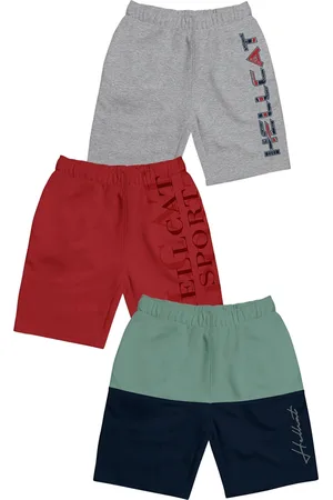 HELLCAT Girls Pack Of 3 Printed Mid-Rise Cotton Sports Shorts