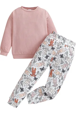 Stylecast Girls Pink & White T-shirt with Printed Trouser