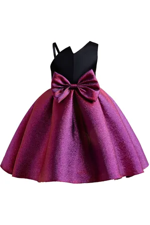 Stylecast Girls Purple One Shoulder Shoulder Straps Bow Detail Fit & Flare Dress