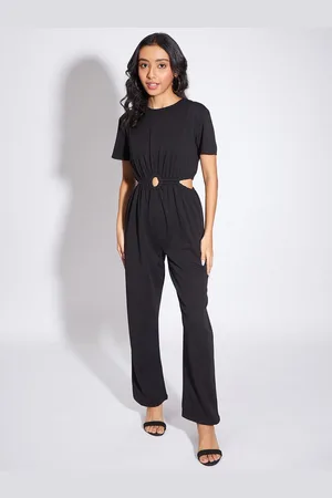 luyk Girls Round Neck Gathers Basic Jumpsuit