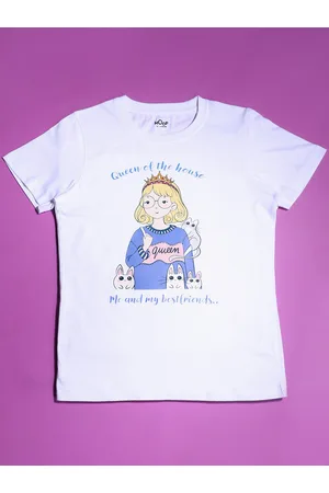 HOOP Girls Printed Round Neck Short Sleeves Cotton T-shirt