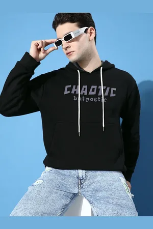 Difference of Opinion Men Typography Printed Fleece Hooded Sweatshirt