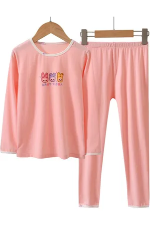 Stylecast Girls Pink Conversational Printed Long Sleeves T-shirt With Pyjamas
