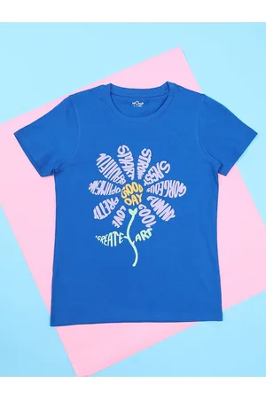 HOOP Girls Printed Short Sleeves Cotton T-shirt