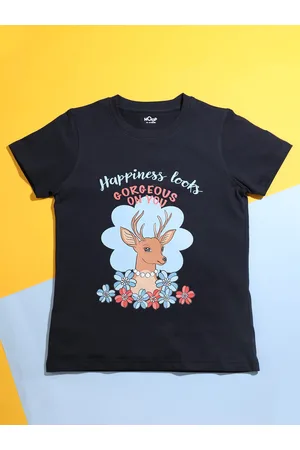 HOOP Girls Graphic Printed Regular Fit Cotton T-shirt