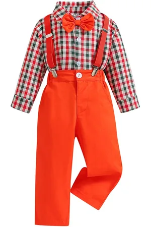 Stylecast Boys Orange Checked Shirt with Trousers