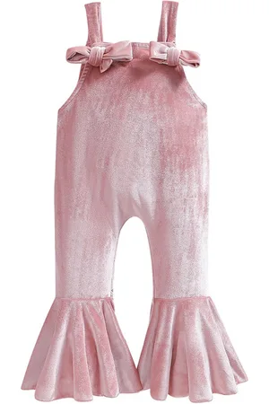Stylecast Girls Pink Shoulder Straps Sleeveless Ruffled Basic Jumpsuit