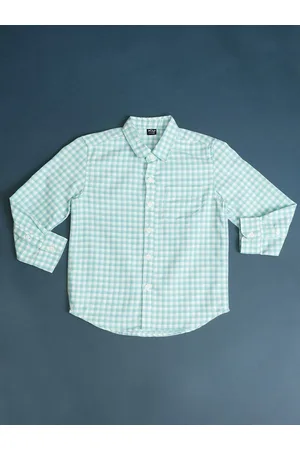 HOOP Boys Regular Fit Gingham Checked Casual Shirt