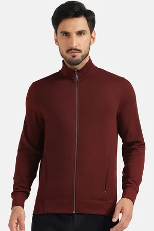 Blackberrys Mock Collar Cotton Front Open Sweatshirt