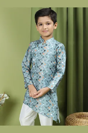 TABARD Boys Abstract Printed Mandarin Collar Cotton Straight Kurta