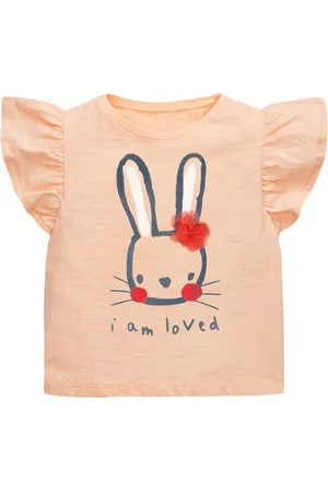 Stylecast Girls Orange Printed Round Neck Cotton T-shirt