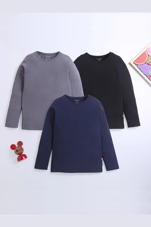 Nino Bambino Set Of 3 Kids Black Solid Cotton Round Neck Sweatshirt
