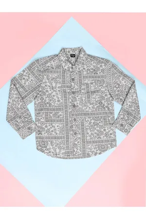 HOOP Boys Regular Fit Floral Printed Cotton Casual Shirt