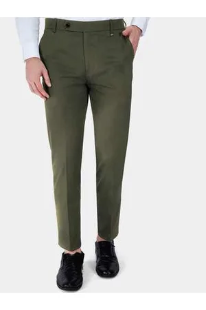 Sandrift Brown Textured Regular Fit Cotton Pant For Men