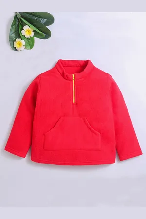 Nino Bambino Unisex Kids Red Solid Sweatshirt