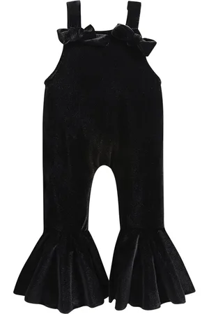 Stylecast Girls Black Shoulder Straps Cotton Basic Jumpsuit