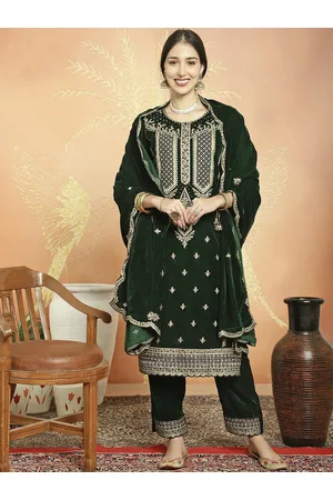 Stylee Lifestyle Ethnic Motifs Embroidered Sequinned Velvet Unstitched Dress Material