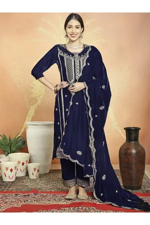 Stylee Lifestyle Ethnic Motifs Embroidered Sequinned Velvet Unstitched Dress Material