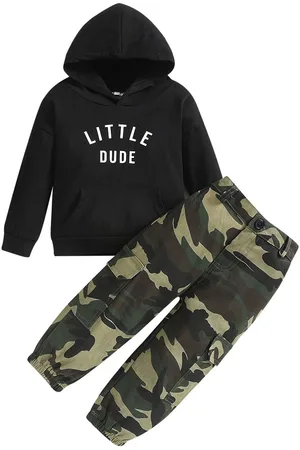 Stylecast Boys Green Camouflage Printed Coat With Trousers