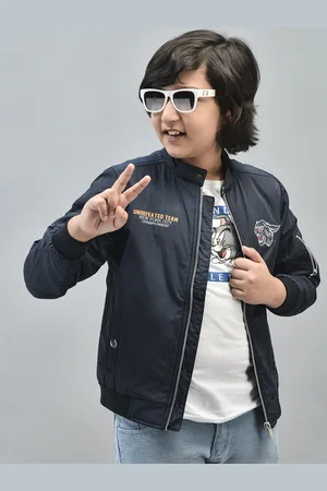 Crimsoune Club Boys Graphic Embroidered Lightweight Bomber Jacket