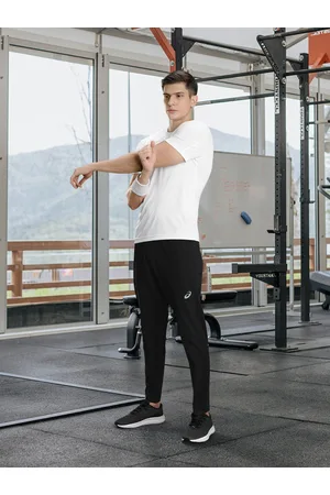 Asics Men Black Solid Reflective Woven Running Track Pants