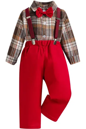 Stylecast Boys Red Checked Shirt with Trousers