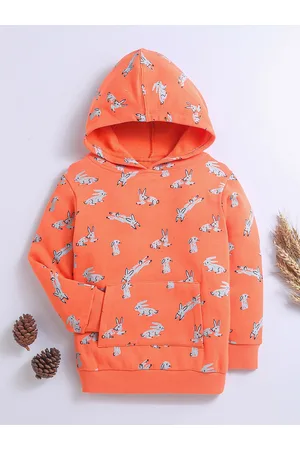 Nino Bambino Kids Organic Cotton Orange Printed Hooded Sustainable Sweatshirt