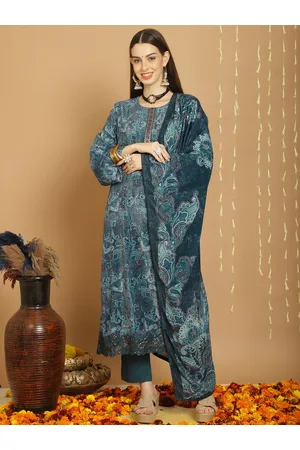 Stylee Lifestyle Ethnic Motifs Printed Sequinned Velvet Unstitched Dress Material