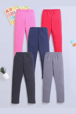 Nino Bambino Girls Pack of 5 Pink & Red Solid Ankle-Length Leggings