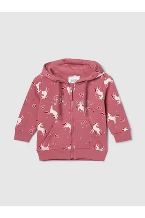Max Collection Girls Graphic Printed Hooded Front-Open Sweatshirt