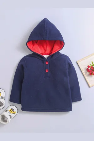 Nino Bambino Unisex Kids Navy Blue Solid Hooded Sweatshirt