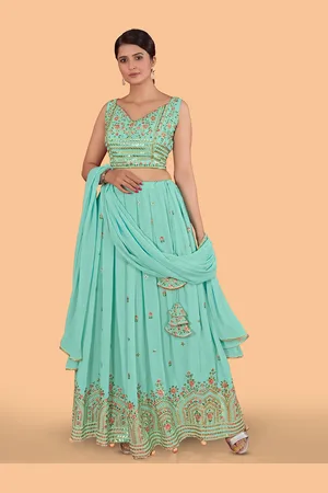 CHANSI Embroidered Thread Work Ready to Wear Lehenga & Blouse With Dupatta