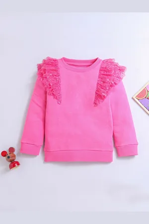 Nino Bambino Girls Pink Solid Cotton Sweatshirt