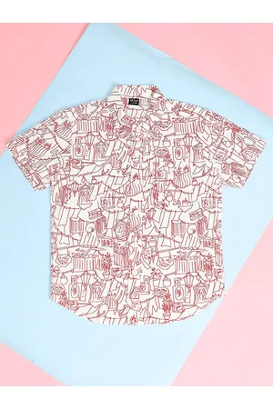 HOOP Boys Graphic Printed Cotton Casual Shirt