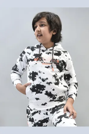 Crimsoune Club Boys Abstract Printed Hooded Pullover